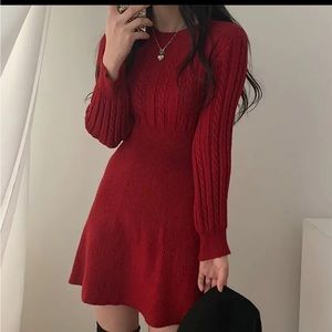 COPY - Warm A-line Long Sleeved Knitted Sweater Dress